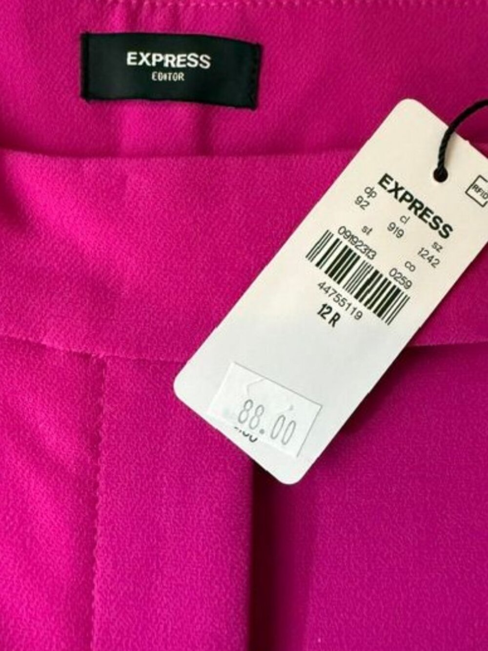 Express Editor Hot Pink Mid Rise Relaxed Stretch Trouser Sz 12 Regular - Picture 11 of 12